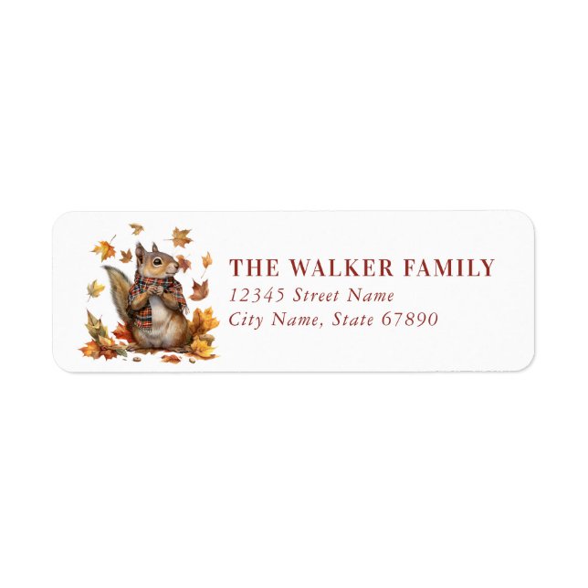 Funny Fall Squirrel Return Address Labels (Front)