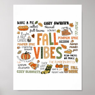 Funny Fall Vibes Autumn Pumpkins Fall Leaves Hallo Poster