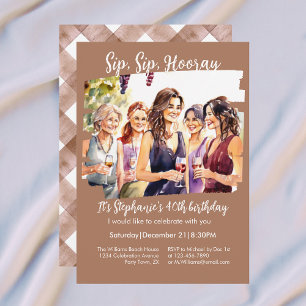 Funny Fall Wine Tasting Woman's 40th Birthday Invitation