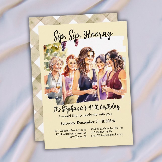 Funny Fall Wine Tasting Woman's 40th Birthday Invitation (Creator Uploaded)