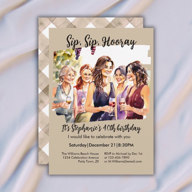 Funny Fall Wine Tasting Woman's 40th Birthday Invitation (Creator Uploaded)