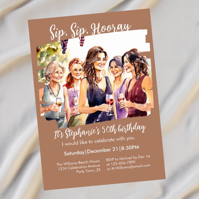 Funny Fall Wine Tasting Woman's 50th Birthday Invitation (Creator Uploaded)