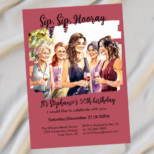 Funny Fall Wine Tasting Woman's 50th Birthday Invitation
