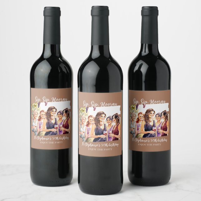 Funny Fall Wine Tasting Woman's 50th Birthday Label (Bottles)