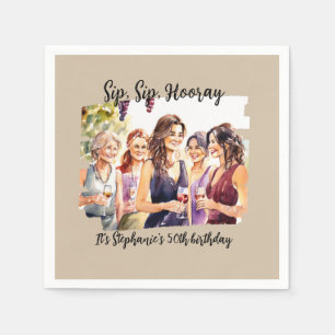 Funny Fall Wine Tasting Woman's 50th Birthday Napkin