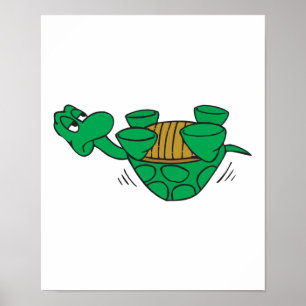 funny fallen turtle poster