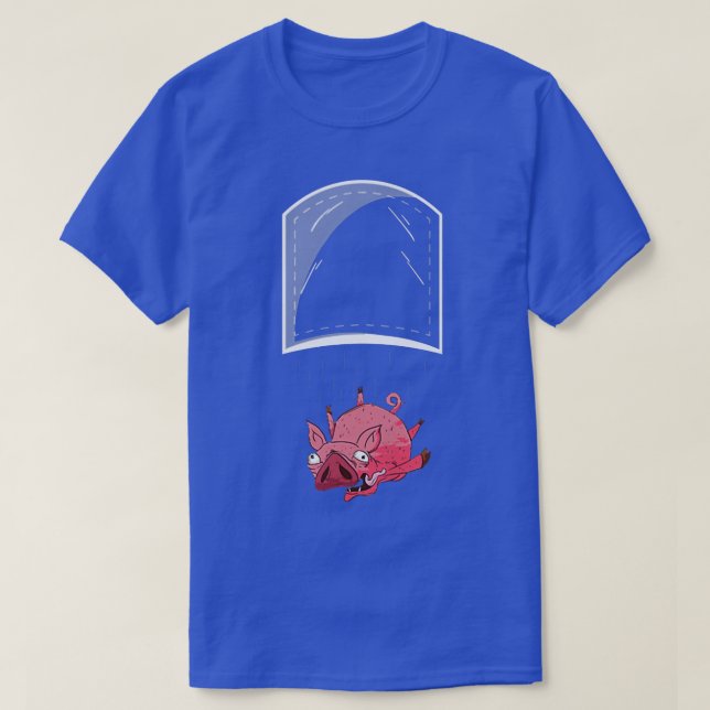 Funny Falling Pig Pocket Premium  T-Shirt (Design Front)