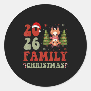 Funny Family Christmas 2026 Reindeer Xmas Matching Classic Round Sticker