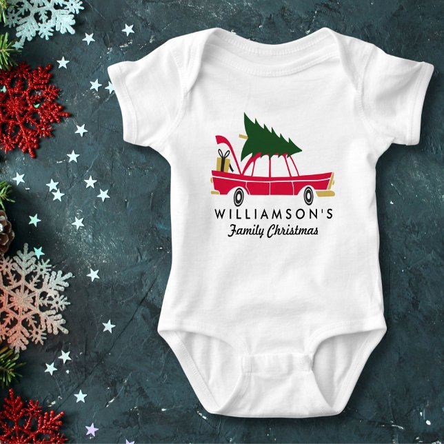 Funny Family Christmas Bringing Home Xmas Tree Baby Bodysuit (Creator Uploaded)