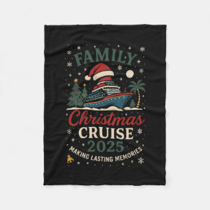 Funny Family Christmas Cruise 2025 Festive Travel Fleece Blanket