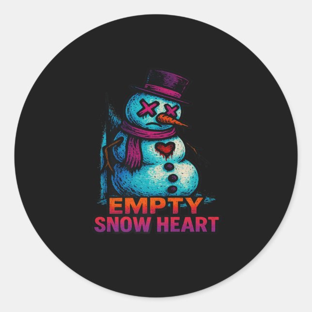 Funny Family Christmas Empty Snow Heart Snowman Pr Classic Round Sticker (Front)