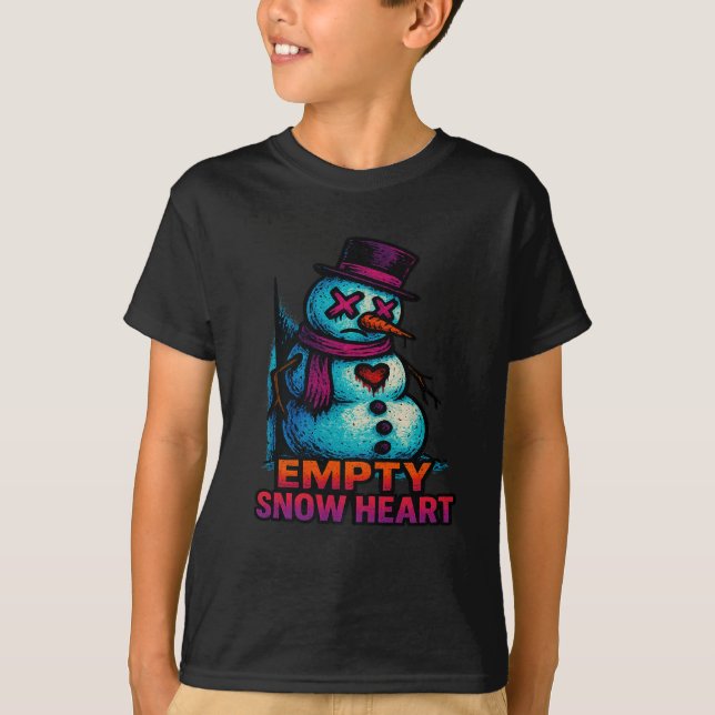 Funny Family Christmas Empty Snow Heart Snowman Pr T-Shirt (Front)