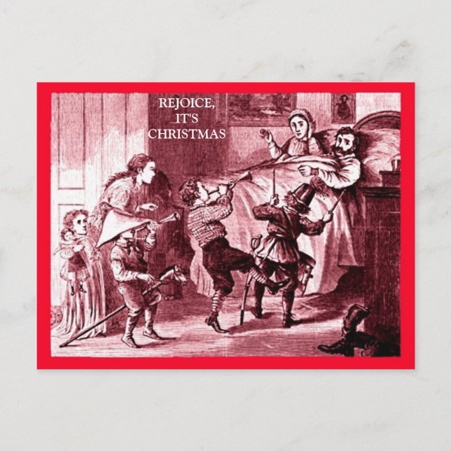 Funny Family Christmas, Excited Kids Tired Parents Postcard (Front)