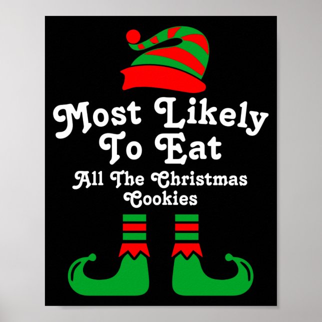 Funny Family Christmas Most Likely To Elf  Poster (Front)