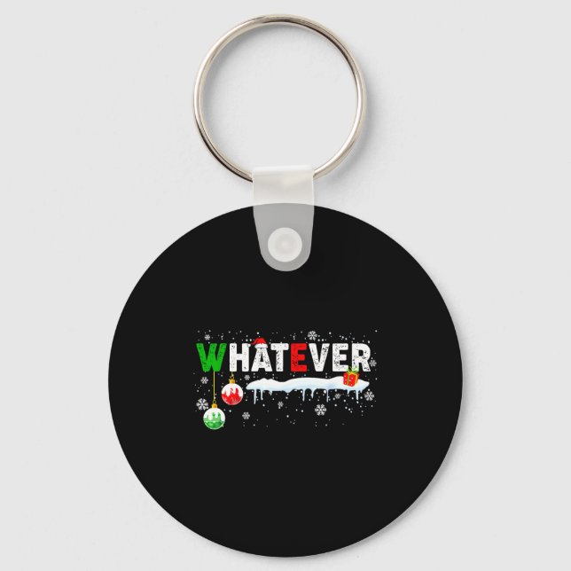 Funny Family Christmas Pajamas Matching Whatever  Key Ring (Front)