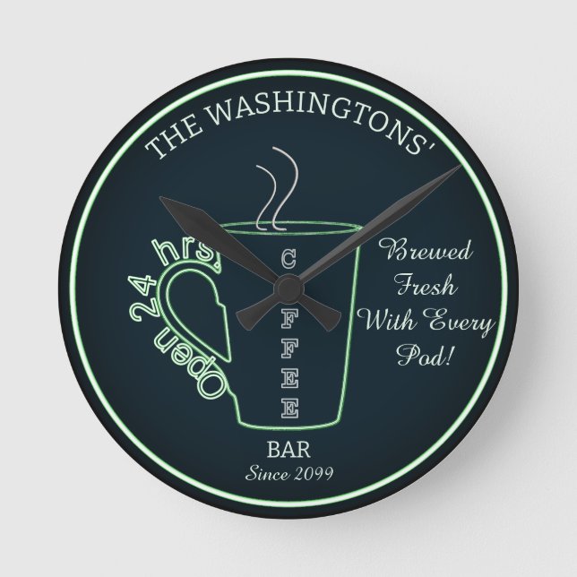 Funny Family Coffee Bar Wall Clock (Front)