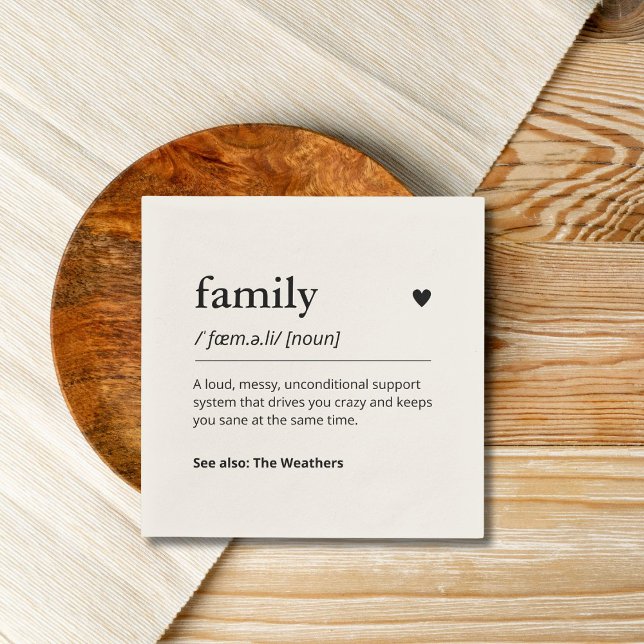 Funny Family Custom Definition Modern Dinner Napkin (Creator Uploaded)