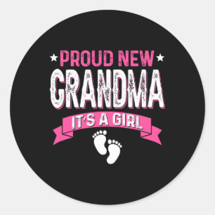Funny Family Gender Reveal Proud New Grandma It's Classic Round Sticker