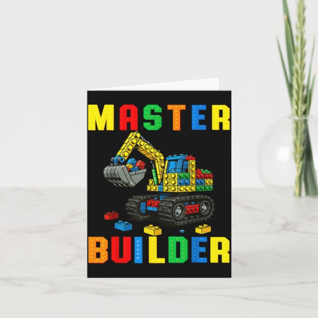 Funny Family Master Builder Building Bricks Blocks Card (Front)