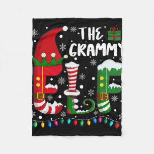 Funny Family Matching Pajamas Grammy Elf Christmas Fleece Blanket