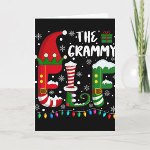 Funny Family Matching Pyjamas Grammy Elf Christmas Card