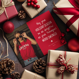 Funny Family Photo Red Christmas Holiday Card