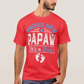 Funny Family Proud New Papaw It's A Boy Gender Rev T-Shirt