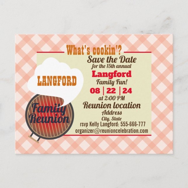 Funny Family Reunion design Announcement Postcard (Front)