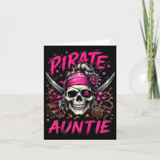 Funny family skull pirate auntie jolly roger card