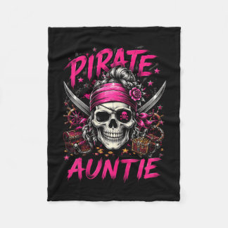 Funny family skull pirate auntie jolly roger fleece blanket