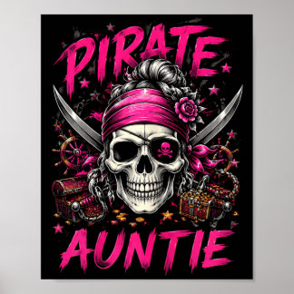 Funny family skull pirate auntie jolly roger poster