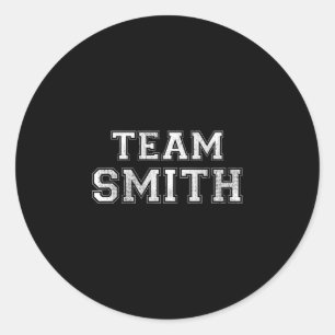 Funny family sports team smith last name smith  classic round sticker