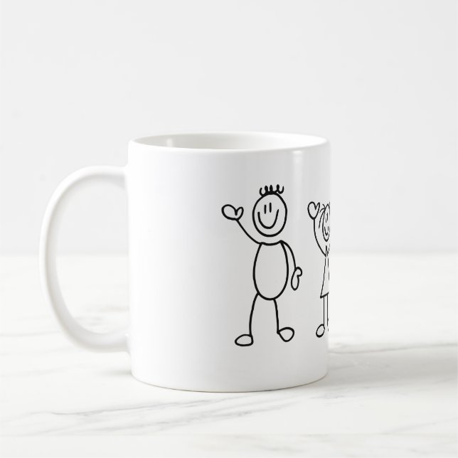 Funny Family Stick Figures Coffee Mug (Left)