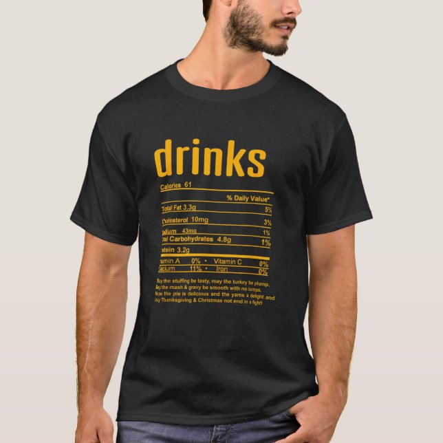Funny Family Thanksgiving Nutritional Facts Labels T-Shirt (Front)