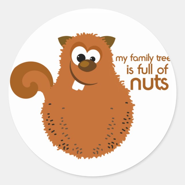 Funny Family Tree Squirrel Stickers (Front)