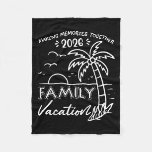 Funny Family Vacation 2026 Beach Palm Tree Summer Fleece Blanket
