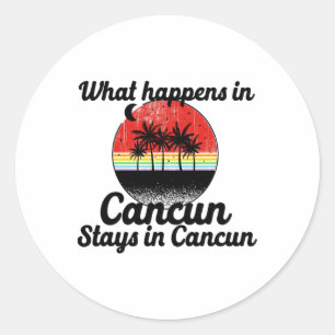Funny Family Vacation Cancun Summer Gift Idea Men Classic Round Sticker
