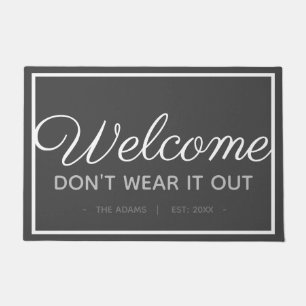 Funny Family Welcome   Modern Grey White Style Doormat