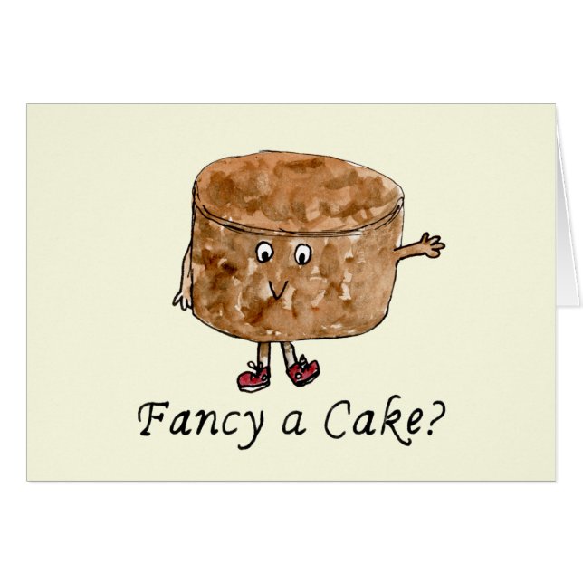 Funny Fancy a Cake Slogan Chocolate Humour Quote (Front Horizontal)