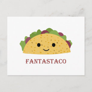 Funny Fantastaco Taco Pun Cute Kawaii Taco Holiday Postcard