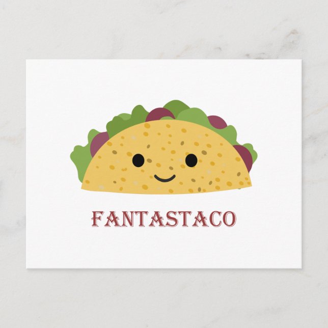 Funny Fantastaco Taco Pun Cute Kawaii Taco Holiday Postcard (Front)
