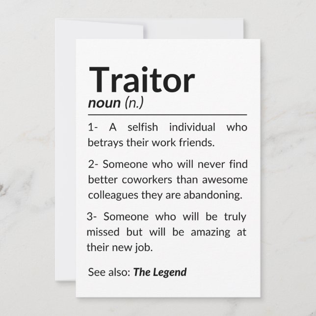 Funny farewell coworker, colleague leaving job invitation (Front)