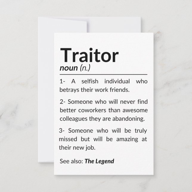 Funny farewell coworker, colleague leaving job thank you card (Front)