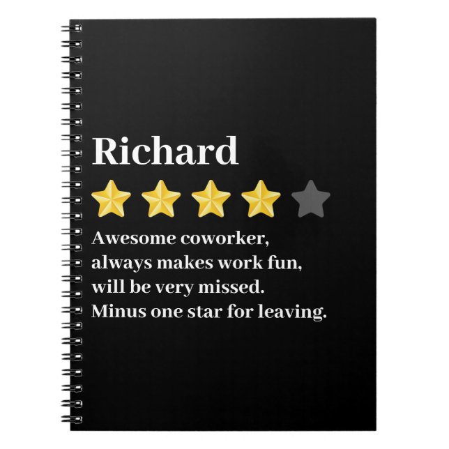 Funny Farewell Coworker Gift – Custom Name & Text Notebook (Front)