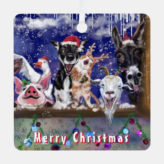 Funny Farm Animal Christmas Ornament (Front)