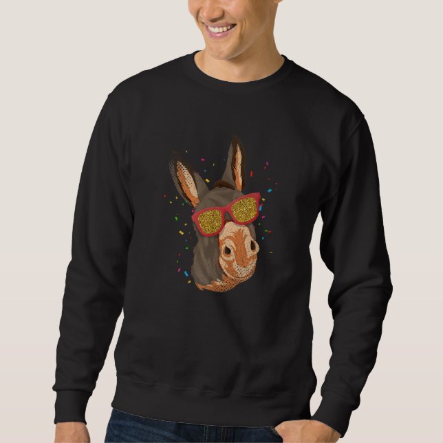 Funny Farm Animal Party Animal Cool Sunglasses Don Sweatshirt (Front)