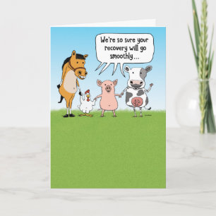 Funny Farm Animals Get Well Card