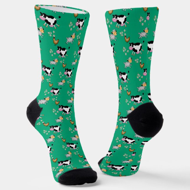 funny farm animals socks (Angled)