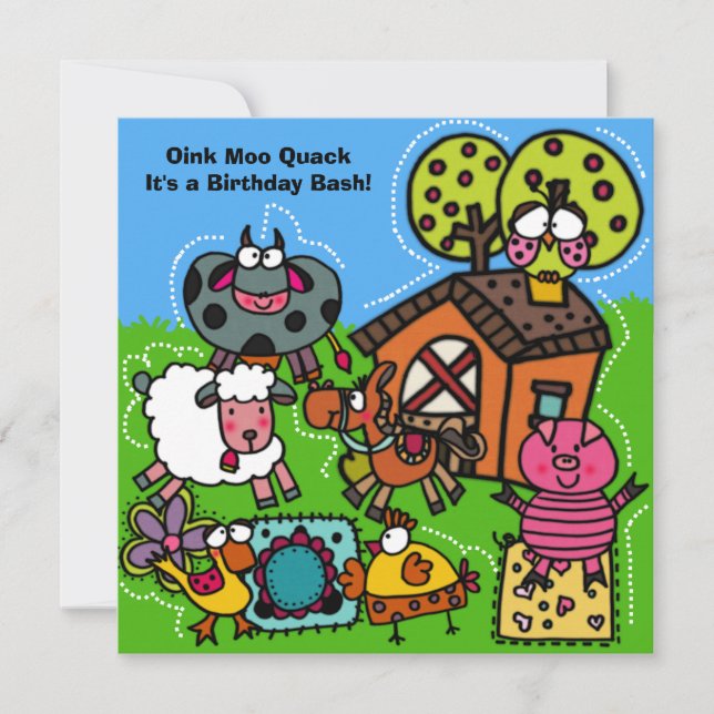 Funny Farm Birthday Invitation (Front)