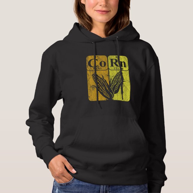 Funny Farm Corn Lover Farmer Corn Periodic Table E Hoodie (Front)